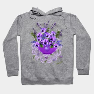 PURPLE VIOLETS AND LAVENDER IN A PURPLE BOWL Hoodie